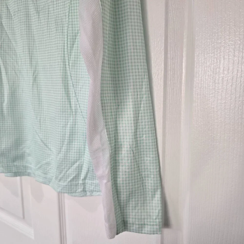 Pebble Beach Dry Luxe‎ Performance Long Sleeve Golf Tennis 1/4 Zip Gingham Sz L